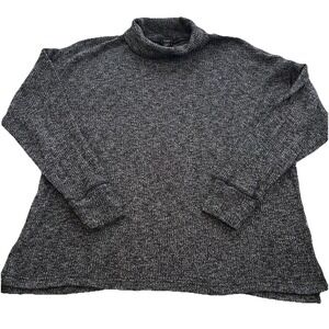 J Crew Relaxed Roll Neck Tunic Sweater Loose ‎ Charcoal Marbled Woman's M EUC